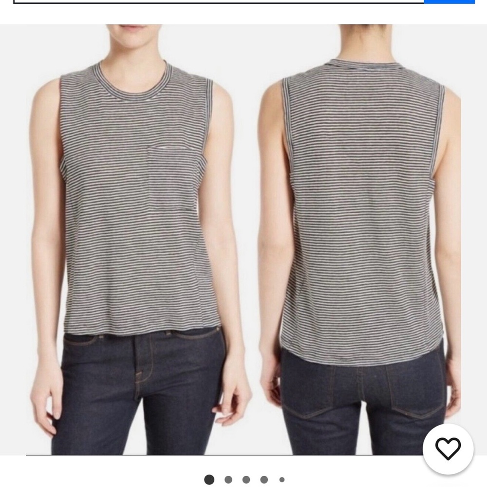 ALC Striped Sleeveless Linen Tank Top